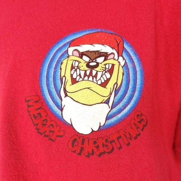 Taz Looney Tunes Christmas T Shirt Vintage 90s Santa Claus Made In USA Mens - Picture 3 of 10